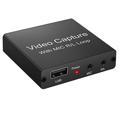 PROZOR 4K HDMI Scheda di Acquisizione del Gioco 1080P HDMI a USB 2.0 Mic in 3,5mm Audio out Capture Card con HDMI Loop-out per Acquisizione Alta Definizione Registrazione di Giochi Trasmissione Vivo