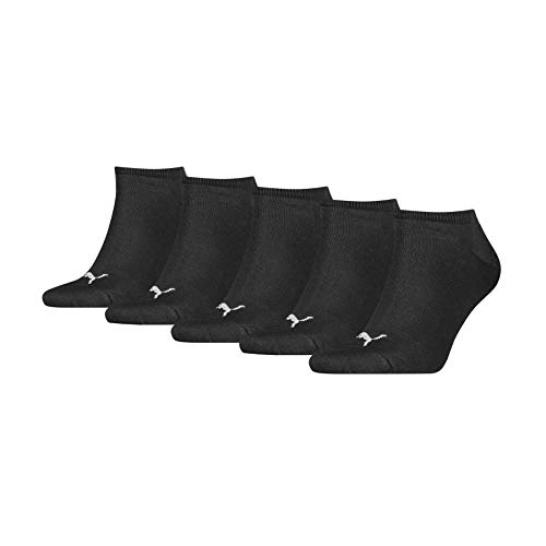 PUMA Plain Sneaker-Trainer Socks (5 Pack) Calzini, Black, 39-42 (Pacco da 5) Unisex-Adulto