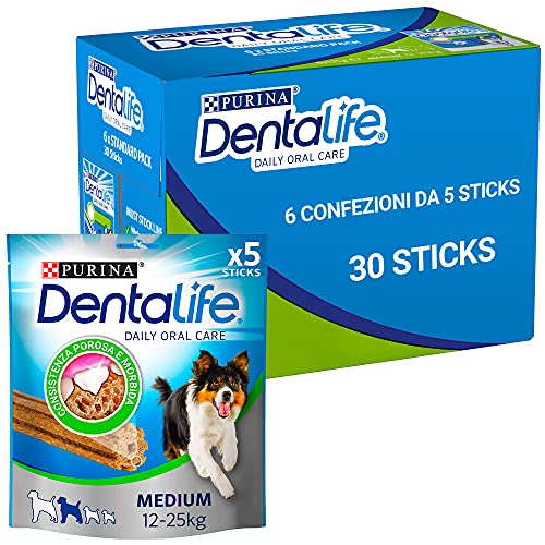 Purina Dentalife Snack Cane per l Igiene Orale, Taglia Medium, 6 Confezioni da 5 Sticks