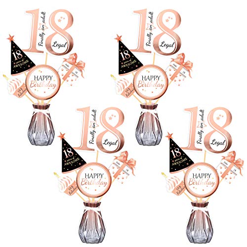 Qpout Bastoncini centrotavola 18 ° Compleanno Oro rosa-18 ° e di Compleanno Accessori-Finalmente Un Adulto legale -Party Saluti a 18 Anni Festa di Compleanno Bomboniera Forniture da tavola