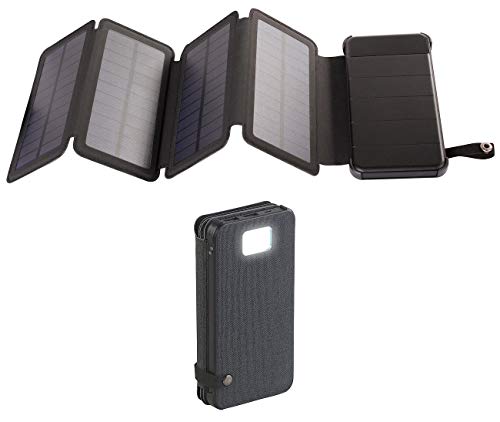 revolt Pannello Solare Ventilatore VT-42.USB Incluse Istruzioni in Tedesco: Banca di energia Solare, Pannello Solare Pieghevole, Lampada a LED, 8000 mAh, 2,1 A, 5W (Solare Caricabatterie)