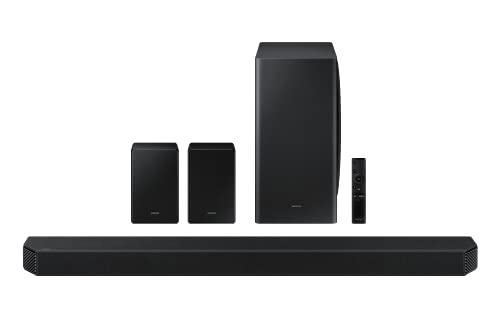Samsung Soundbar HW-Q950A Q-Symphony Cinematic Dolby Atmos Q-Series Soundbar TV (2021), Vero audio a 11.1.4 canali, compatibile con Amazon Alexa, SoundFit Sound+, Black