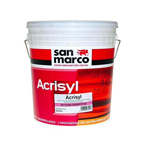 San Marco ACRISYL RIEMPITIVA Pittura per esterni riempitiva superlavabile antimuffa antialga, colore: Bianco, size: 5 lt