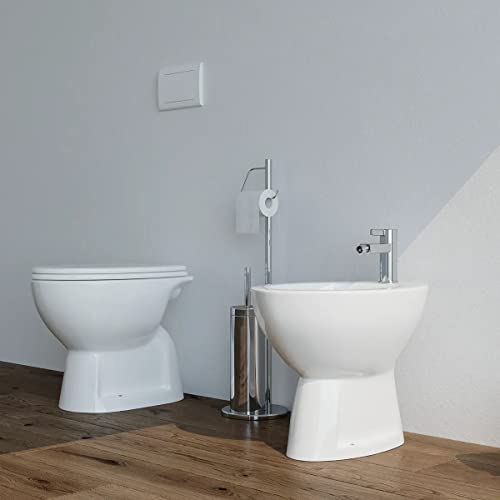 Sanitari bagno a terra Bidet Vaso WC in ceramica scarico A PAVIMENTO coprivaso Sigma