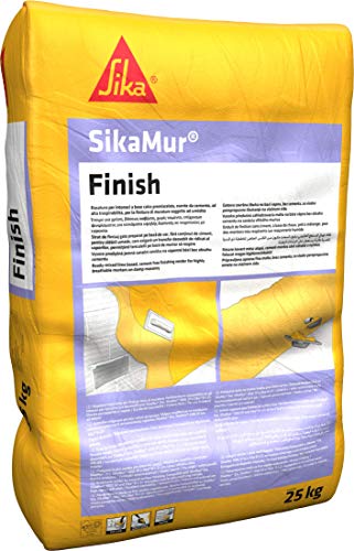Sika - SikaMur Finish, Rasante superficiale a basso spessore per intonaci ad alta traspirabilità, esente da cemento, Bianca, 25kg