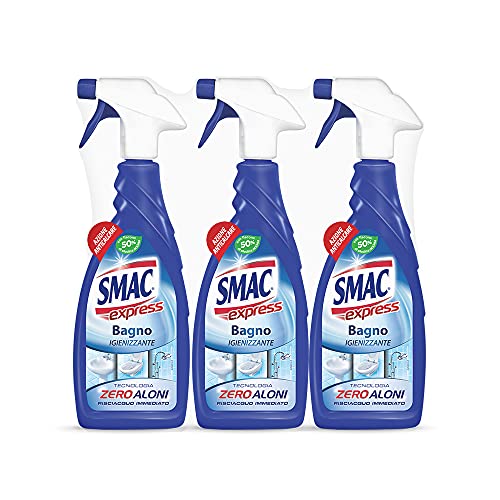 Smac Express - Bagno Igienizzante, Detergente Spray Multisuperficie con Azione Anticalcare e Tecnologia Zero Aloni, 650 ml x 3 Pezzi