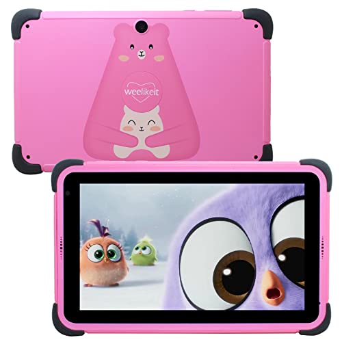 Tablet per bambini 8 pollici, weelikeit Android 11 Tablet per bambini con AX WiFi6, 2GB RAM 32GB ROM, display 1280 * 800 HD, 4500 mAh, tablet per il controllo parentale con stilo (rosa)