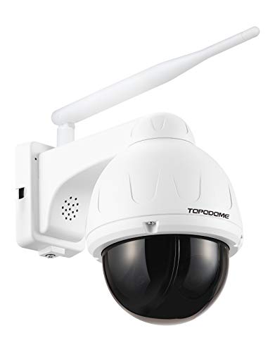 TOPODOME Telecamera WiFi Esterno Sicurezza (940nm IR), Videocamera Sorveglianza Senza Fili IP Onvif PT da 5 MP, Scheda SD 32G Built-in, Audio Bidirezionale, RTSP Humanoid Detection, IP66 Metallo
