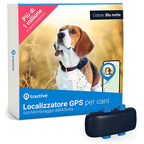 Tractive GPS DOG 4 Localizzatore per Cane, Sai Sempre dove si Trova il tuo Cane, Tienilo in Forma con il Monitoraggio dell Attività, Raggio Illimitato, (Blu notte)