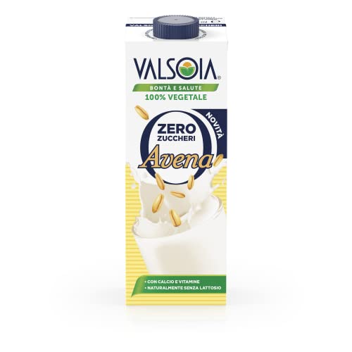 Valsoia - Bevanda Avena Zero Zuccheri, Formato Tetra Brik da 1000 ml, 100% Vegetale, Senza Lattosio, con Calcio e Vitamine, Ideale anche per Vegani e Vegetariani, può Contenere Tracce di Glutine