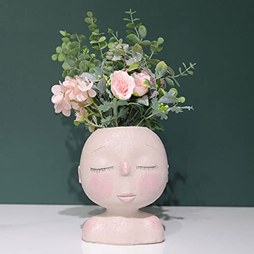 Vaso per piante, vaso da fiori per il viso, vaso da fiori a forma di testa umana, grazioso vaso per piante grasse,con foro di drenaggio, per casa, ufficio, giardino, decorazione