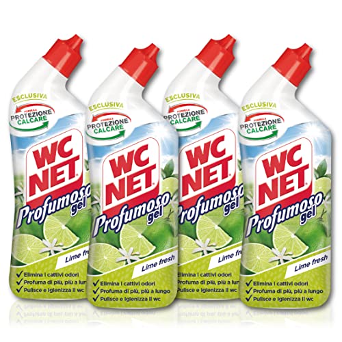 Wc Net - Profumoso Gel, Detergente Liquido per Sanitari, Prevenzione Calcare e Igienizzante per WC, Essenza Lime Fresh, 700 ml x 4 Confezioni