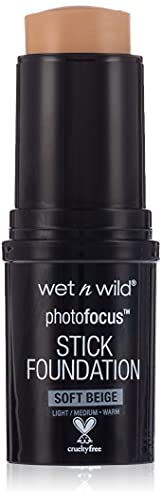 Wet n Wild - Photo Focus Stick Foundation - Fondotinta Stick Coprente a Lunga Durata - con una Texture Cremosa, Idratante, Nasconde le Imperfezioni - Pelle Perfetta per i Selfie - Vegan - Soft Beige