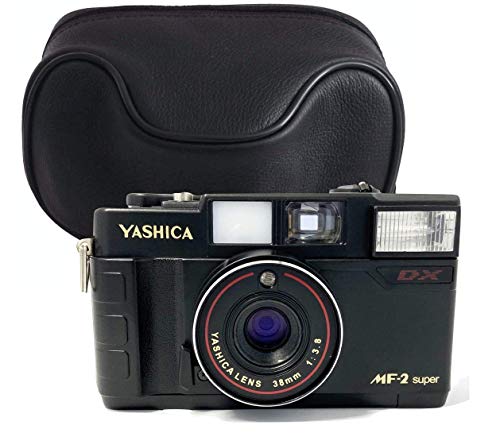 Yashica MF-2 Super - Fotocamera analogica piccola da 35 mm, con batteria, pellicola e custodia in pelle