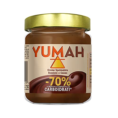 YUMAH - Crema di Nocciole Spalmabile -70% Carboidrati (1x200g); Ketofood; con Eritritolo; Zucchero ZERO Calorie; Cioccolato Low Carb; Dieta Chetogenica; Senza Zucchero; Ottimo Contenuto Proteico