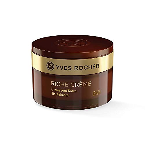 Yves Rocher RICHE CRÈME - Crema da giorno anti-piega, rigenerante anti-età, lenisce le rughe, 1 barattolo di vetro da 50 ml