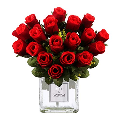 18 Rose Artificiali Realistica a Gambo Lungo Rosa Finta, Bouquet da...
