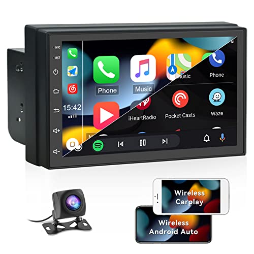 [2G+32G]CAMECHO Android 11 Autoradio 2 din Bluetooth con Wireless Apple Carplay, Autoradio con Schermo Tattile da 7 Pollici con Wireless Android Auto GPS Navi WiFi RDS FM SWC AHD Telecamera Posteriore