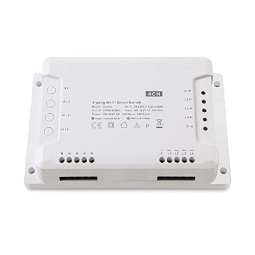 4CH R3 WiFi Smart Switch Interruttore Intelligente Wireless per Smart Home Control Elettrodomestici compatibile con Amazon Alexa, Google Assistant, IFTTT, Google Nest