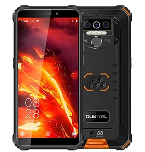 4G Rugged Telefono OUKITEL WP5 PRO, Batteria da 8000 mAh, Android 10 Smartphone Antiurto IP68, Luce Flash a 4 LED, Helio A25 4GB + 64GB, 13MP + 2MP + 2MP, Riconoscimento Facciale, GPS Dual SIM Arancia