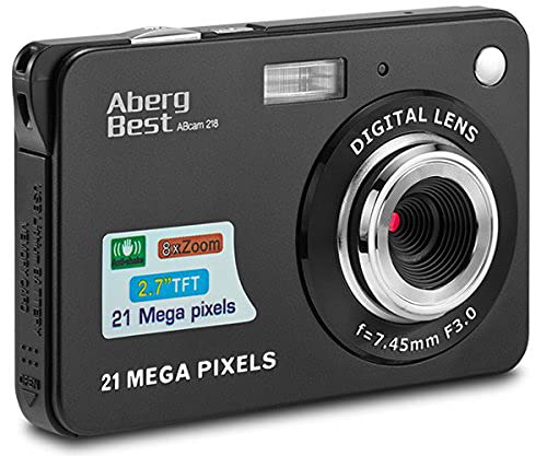 AbergBest Fotocamera digitale 2,7  schermo LCD Videocamera digitale in HD per studenti, per ambienti interni o esterni, per adulti, anziani, bambini (Nero)