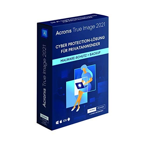 Acronis True Image 2021 | Premium | 1 PC Mac | 1 anno | Soluzione per la protezione informatica dei consumatori | Backup integrato, archiviazione cloud antivirus da 1 TB | iOS Android | Versione Box