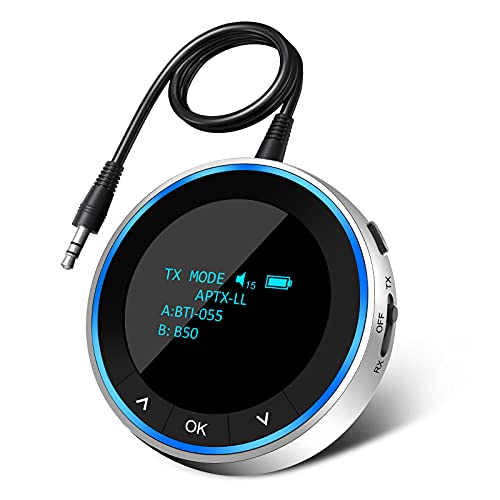 Adattatore Bluetooth 5.1, trasmettitore Bluetooth 2 in 1, ricevitore a bassa latenza con display OLED per impianto stereo TV, altoparlante portatile RCA cavo AUX da 3,5 mm 077