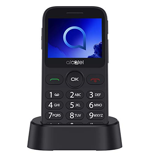Alcatel 20.19G Telefono Cellulare, Display 2.4  a colori, Tasti Grandi, Tasto SOS, Basetta di ricarica, Bluetooth, Fotocamera, Metallico Grigio [Italia]