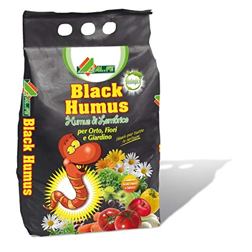 Alfe Black Humus di lombrico Biologico per orto,fiori e giardino 5 litri