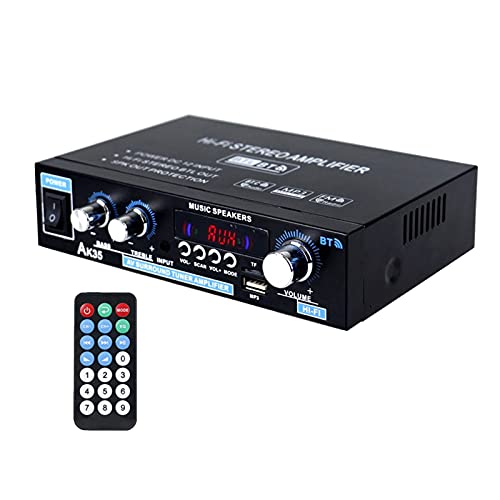 Amplificatore HiFi Audio Stereo 30W+30W BT Radio Portatile per Auto o Casa, con Telecomando ed Mini Display 2CH LCD, 12 V   230 V