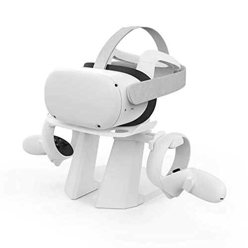 AMVR versione aggiornata 2nd VR Stand, supporto display per auricolare di base più stabile e stazione di montaggio del controller per controller Oculus Quest, Quest 2, Rift, Rift S e touch (bianco)