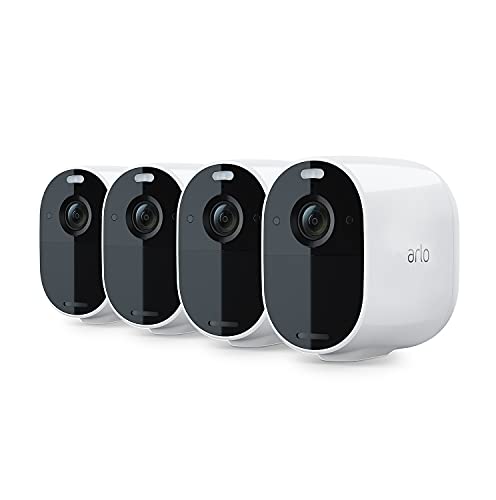Arlo Essential Spotlight, 4 Telecamere di videosorveglianza WiFi senza fili, con faro e allarme, Visione Notturna a Colori, 1080p, audio, non richiede Base, 90 giorni di Arlo Secure inclusi, Bianco