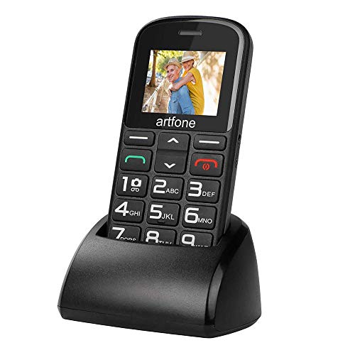 Artfone CS182 Telefono Cellulare per Anziani con Tasti Grandi | Base di ricarica | Funzione SOS | 1.77  Display | Doppia SIM | Chiamata Rapida | Torcia | Radio Suono Alto | Batteria Lunga Durata