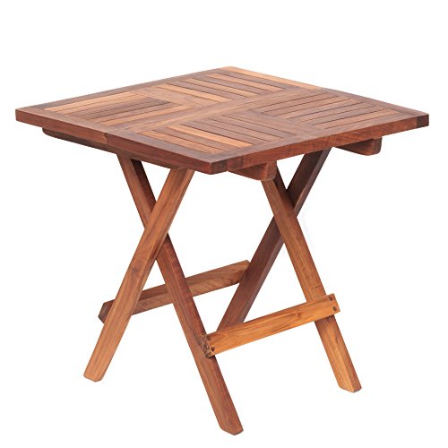 AsinoX TEK.602 - Tavolino pieghevole in teak, colore: marrone, 50 x 50 x 50 cm