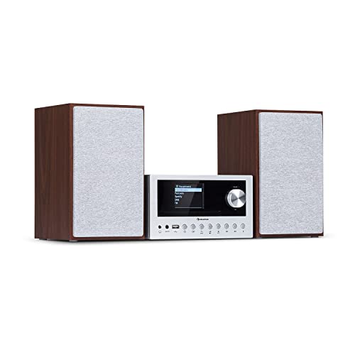 auna Connect System - Stereo casa, mini hifi, impianto stereo casa, 40 Watt max, radio web DAB+ FM, lettore CD