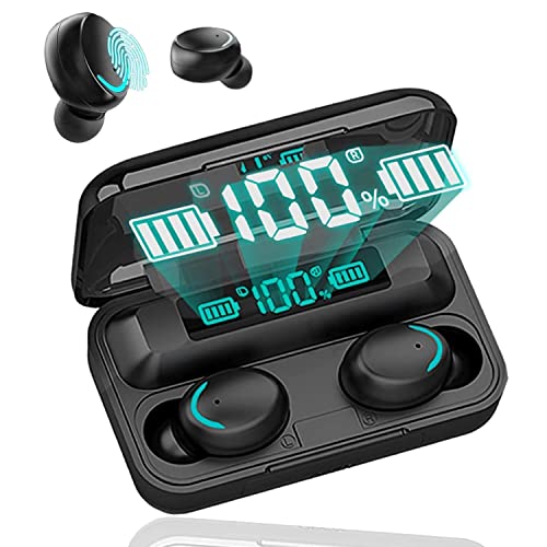 Auricolari wireless Bluetooth 5.1 con microfoni, impermeabili IPX7, con ENC, riduzione del rumore, per Android e iOS (nero)