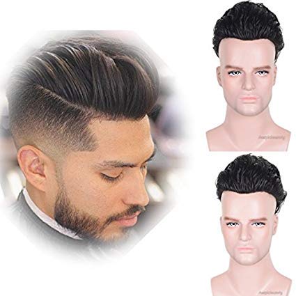 Auspiciouswig naturale dei capelli umani Toupee pezzi da uomo sostituzione parrucche Thin Skin System for Men 25,4 x 20,3 cm (10X8 thin skin, Natural Color)