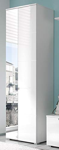 AVANTI TRENDSTORE - Spilla - Arredamento da ingresso elegante, in laminato di colore bianco opaco con lati anteriori in bianco lucido (Armadio)