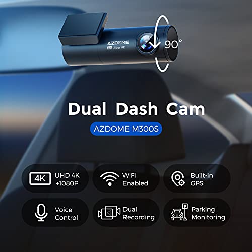 AZDOME 4K Dash Cam Front and Rear, Built in WiFi GPS Dual Dashcams ...