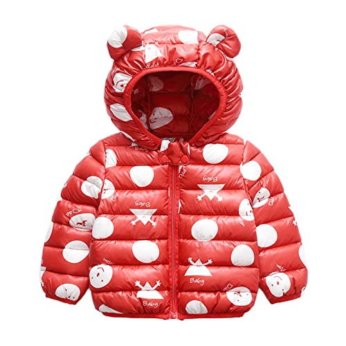 Bambini Invernale Piumino, Cappotto con Cappuccio Snowsuit Manica Lunga Outfits Giubbotto Giacca Outwear Vestiti Regalo 1-2 Anni,Rosso