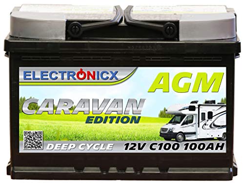 Batteria AGM 12v 100Ah Electronicx Caravan Edition batteria solare ...