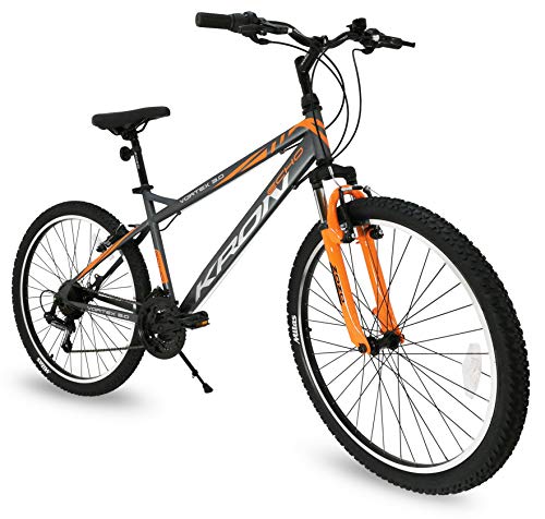 Bicicletta MTB 24   pollici bici Kron Vortex 3.0 ammortizzata 21 Velocita  Shimano Mountain Bike REVO (Grigio - Arancione)