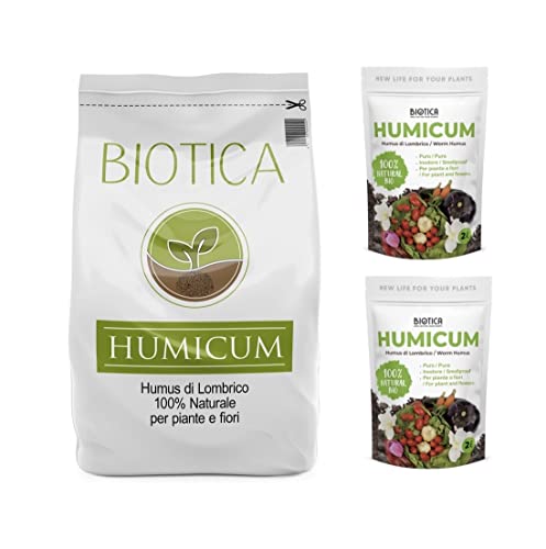 BIOTICA Humus di Lombrico HUMICUM - 54 Litri - Fertilizzante 100% naturale, concime organico, selezionato da stallatico biologico maturo, ammendante organico