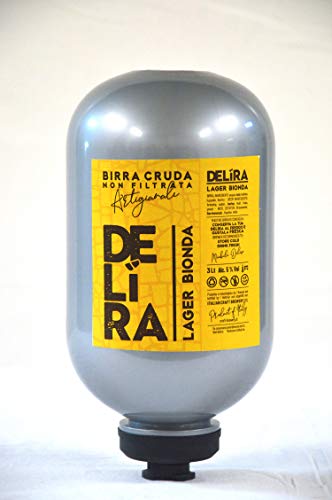 Birra Artigianale Cruda Italiana DELìRA Bionda - Minikeg 3 Litri - Prodotta da I.C.B. Italian Craft Brewery