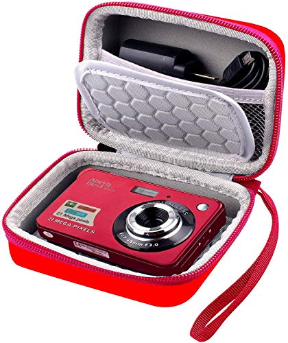 Borsa per fotocamera digitale compatibile con AbergBest 21 Mega Pixels LCD da 2,7  Ricaricabile HD Digital Videocamere Studenti-Interno Esterno per Adulti Anziani Bambini (Rosso)
