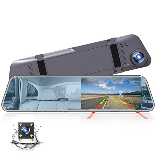 Boyuan 5,3  Dash Cam Specchietto, Doppia Fotocamera Anteriore e Posteriore 1080P, registratore per Auto Full Touch FHD, con Registrazione in Loop, sensore G, Monitor di parcheggio grandangolare 170°