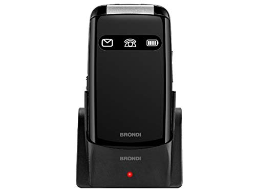 Brondi Amico Favoloso, Telefono cellulare GSM per anziani con tasti grandi, tasto SOS e funzione da remoto, dual SIM, volume alto, Nero