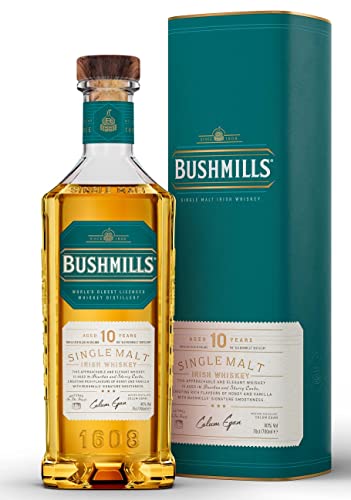 Bushmills Single Malt - Whiskey irlandese gusto intenso e profondo. Bottiglia da 70cl, vol.40% (imballo diverso, stesso contenuto)