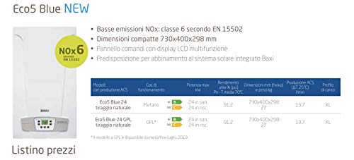 Caldaia a camera aperta Baxi Eco5 Blue 24 kW ErP a gas gpl...