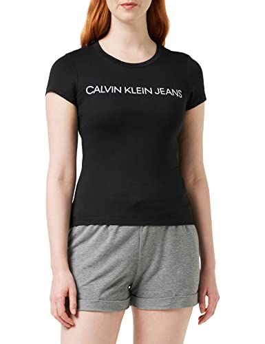 Calvin Klein Core Institutional Logo Slim Fit Tee Maglietta, Nero (CK Black 099), S Donna